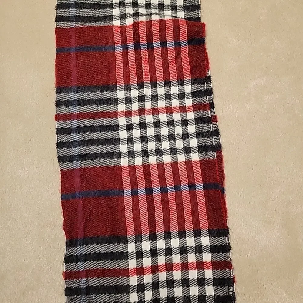Cejon Plaid Tartan Scarf Wrap Italian Preppy Unisex Oblong Fringe Luxury